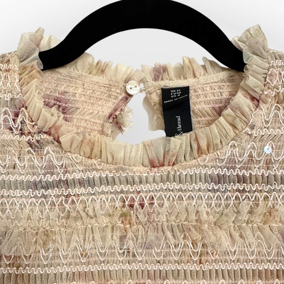 NEEDLE & THREAD Think Of Me Sequined Shirred Floral-Print Tulle Mini, Size 8 - Picture 11 of 16